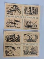 2 Stamped Post Cards 1972 Tourism Year Of The Americas oversize postcards
