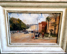 GIUSEPPE RISPOLI PITTORE NAPOLETANO 'BELLA VEDUTA DI NAPOLI' ANNI '40-'50