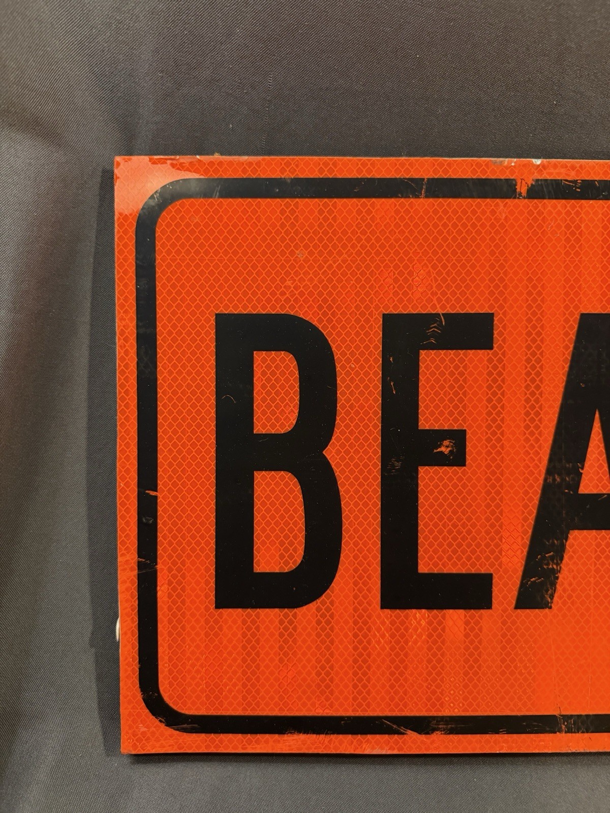 Fun Vintage BEAVER ST Orange Reflective Municipal Construction Street Sign 