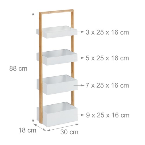 Badregal Badezimmerregal Ablageregal Standregal 4 Ablagen 2,7 kg Bambusregal - Bild 4 von 7