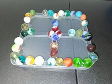 Lot of 39 Mixed Vintage Marbles Used Green Cobalt Blue Various Colors
