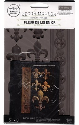 Redesign with Prima Decor Mould  5 x 8'' FLEUR DE LIS EN OR Silicone Mold NEW