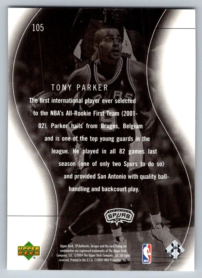Auténtico Tony Parker 105 1109/3999 SP 2003 Foto 2 de 2