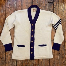 Vintage 50  s Stadium Shaker 100 Wool Cardigan Sweater Men  s Large Letterman