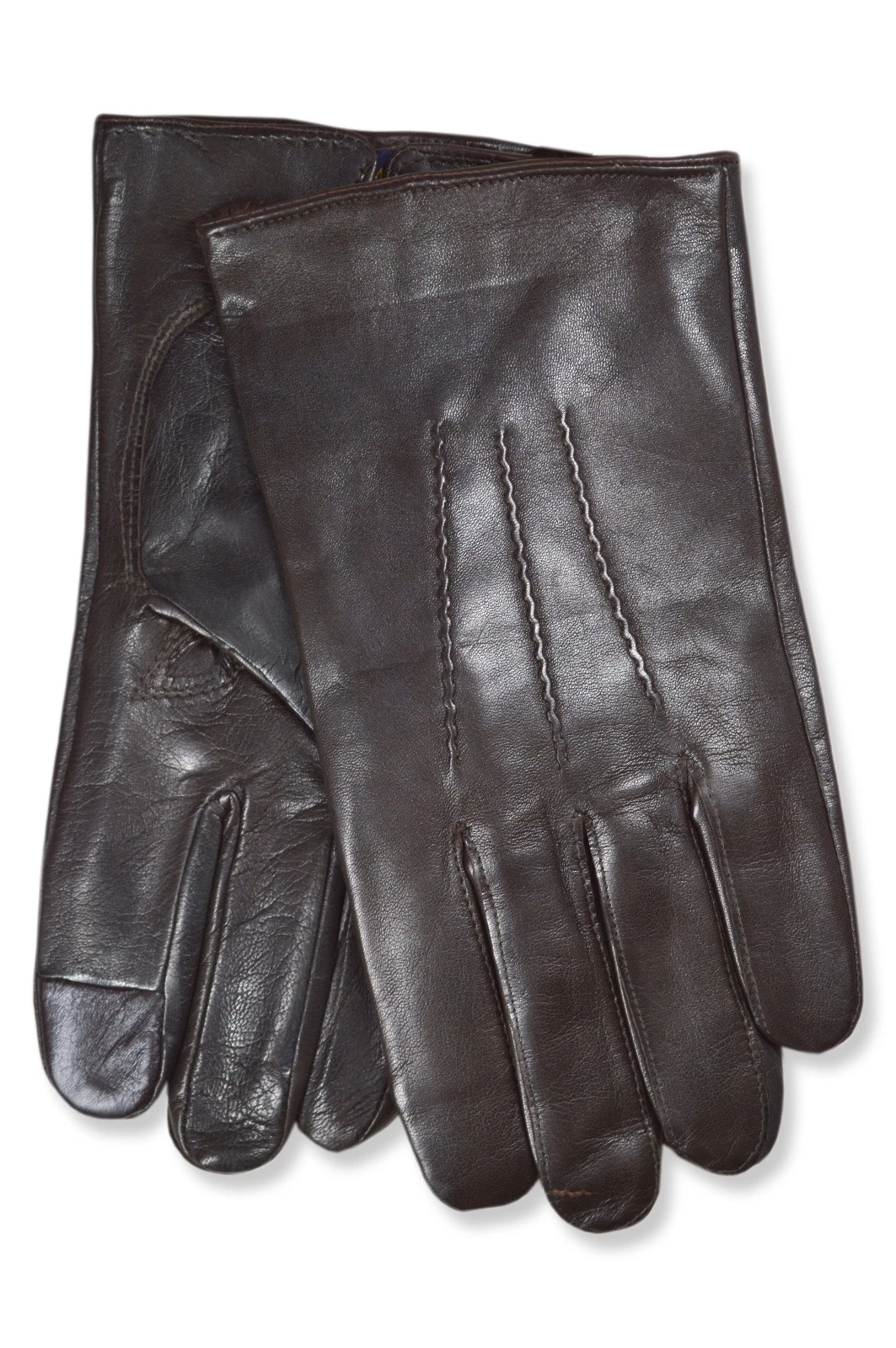 Brooks Brothers Brown Smart Touch Leather & Cashmere Gloves, XL X-Large BB-3080