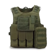 Tactical Vest MOLLE Plate Carrier Adjustable With Quick Release and 5 pouches