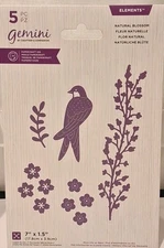 Crafters Companion Gemini Natural Blossom Elements 5 pc Die Set Bird Flowers New