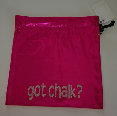 Mega Fun & Fitness Gymnastics Cinch Sac Bag GOT CHALK Shimmer PINK SILVER NWT