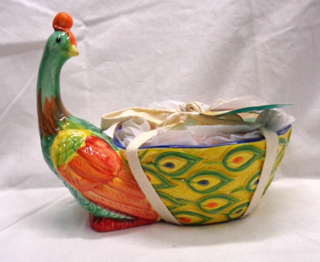PIER 1 IMPORTS Ceramic PEACOCK Measuring Cups Set ~ NEW OLD STOCK