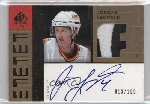 2002 SP Authentic Future Watch Jersey Jordan Leopold RPA Rookie Patch Auto RC