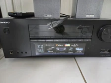 Onkyo 7.2 Tx-sr 383 Receiver, 5 Polk Audio Speakers With Stands And Subwoofer