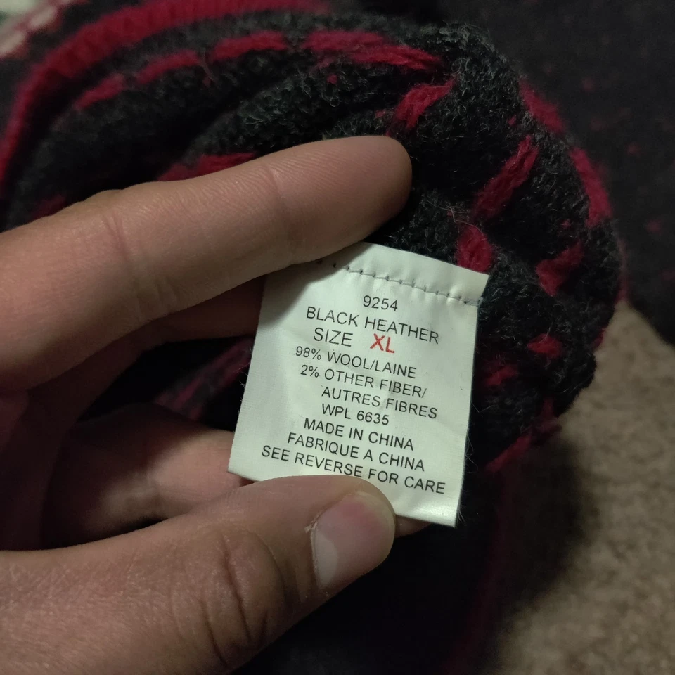 Vintage Woolrich Sweater Mens XL Bear Deer Winter Christmas Wool Black Heather - Image 4 of 4