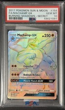 2017 POKEMON SUN & MOON BURNING SHADOWS FA/MACHAMP GX#154-SECRET PSA 10