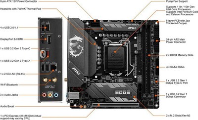 MSI MPG B560I GAMING EDGE WIFI LGA 1200 Intel B560 Mini ITX Intel