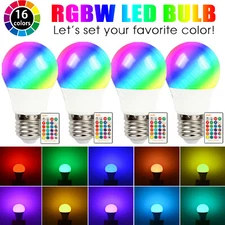 4 PACK RGBW LED Light Bulb Color Changing Dimmable Lamp With Remote Control