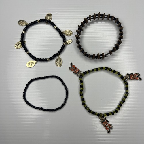 X1 Set schwarz Glasperlen Boho Hippie Stretch Alexa’s Engel Retro Jungfrau Maria