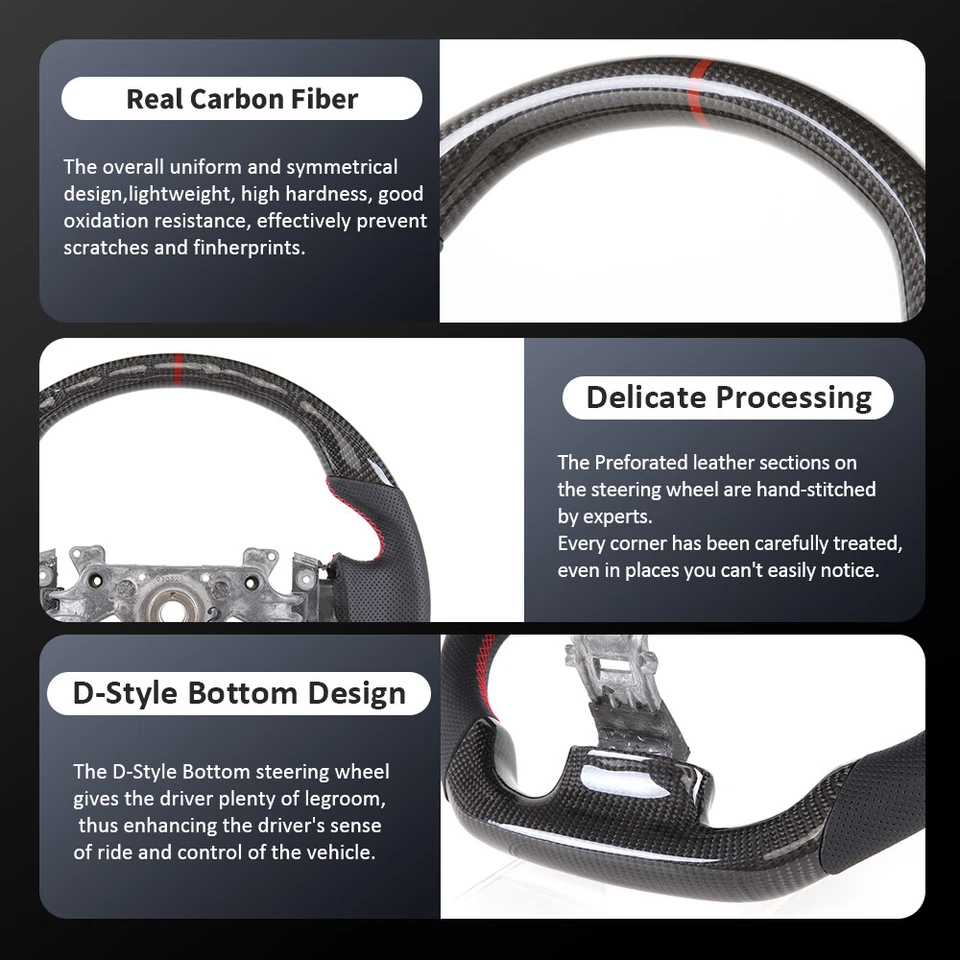 Volante plano deportivo de fibra de carbono real apto para Nissan 350z Infitini FX35 03-08 Foto 3 de 4