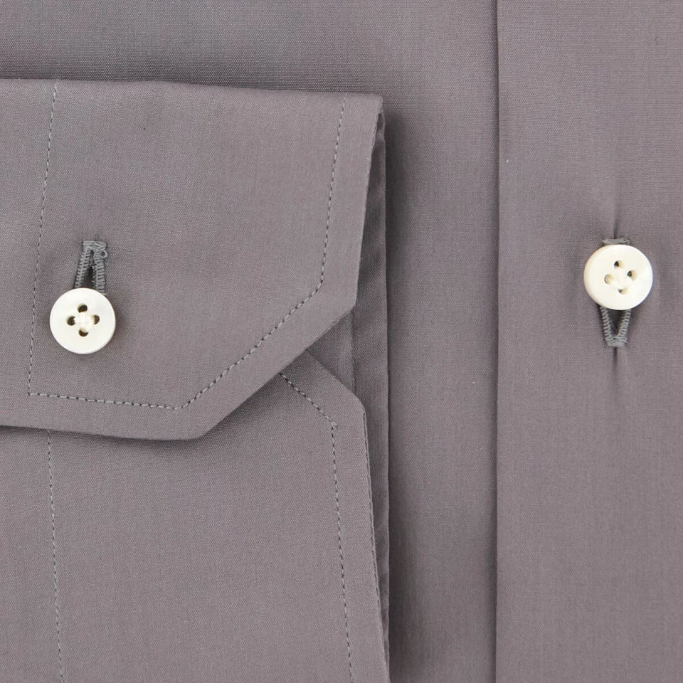 Camisa Barba Napoli cinza sólida - Fina - (BN238080310) - Imagem 3 de 4