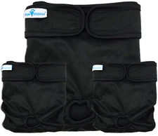 Paw Inspired Reusable Washable Dog Diapers | Female Diapers for Dog Heat (Black)