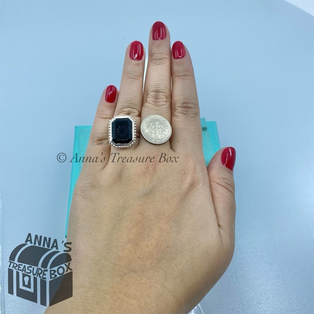 Tiffany & Co. 925 Silver Ziegfeld Black Onyx Daisy Ring Sz Tiffany & Co. 925 Silver Ziegfeld Black Onyx Daisy Ring Sz