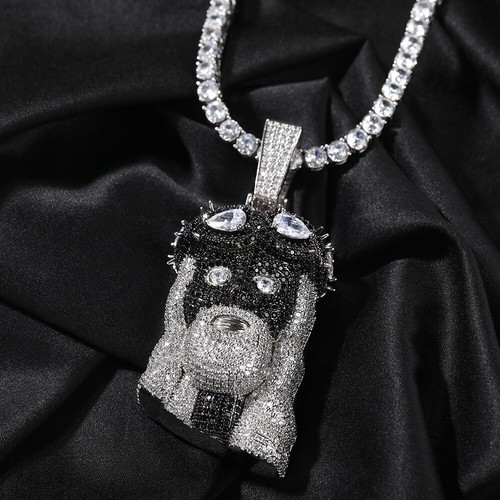 Black Big Hip Hop Jewelry Gold Fill Full Pave CZ Zircons Pendant Rapper Necklace - Picture 6 of 8