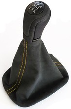 FÜR  VW Passat 3B 3BG 5 GANG LEDER ALCANTARA © SCHALTKNAUF SCHALTSACK NAHT GELB