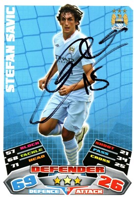 STEFAN SAVIC signierte Manchester City 2011-12 Match Attax Premier League Karte #150