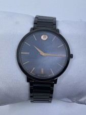 Movado Ultra Slim Quartz MOP Dial Black PVD Stainless Steel Ladies Watch 0607211