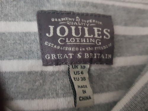 Joules Christmas reindeer grey/white stripe Breton long sleeve top VGC - UK 10 - Picture 5 of 10