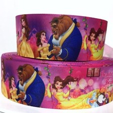 GROSGRAIN RIBBON 5/8",7/8" ,1.5" 3" BEAUTY AND THE BEAST B4 PRINTED 1,3, 5 YDS