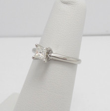1/3CT Natural Princess Diamond Solitaire Engagement Wedding Ring 14K White Gold