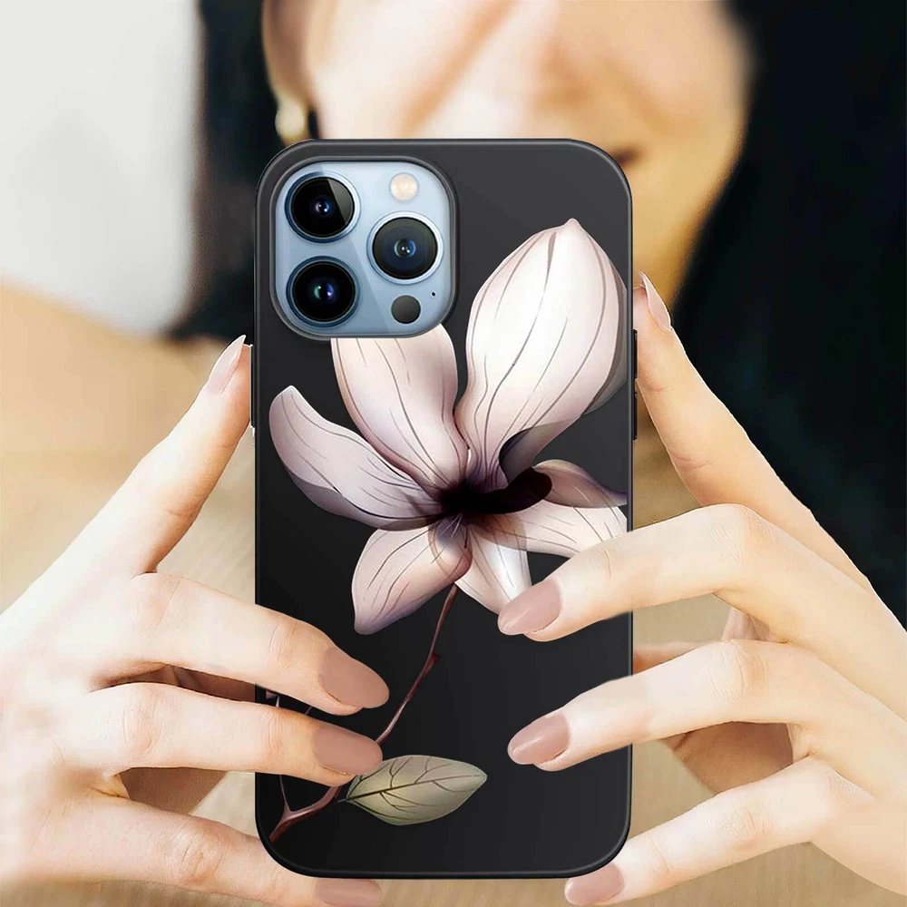 Phone Case For Apple iPhone 14 Pro Max 13 12 15 Flower Lace Protective TPU Cover