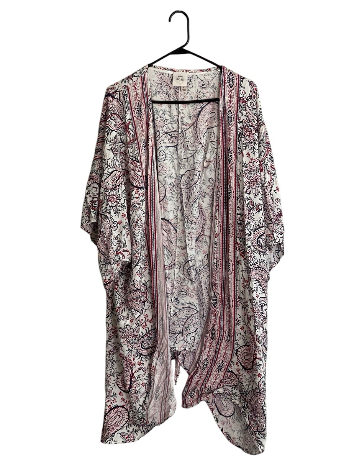 Knox Rose Women's Open Front Cardigan Medium Lace Up Back Floral Paisley Boho