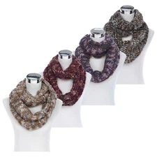 Super Soft Winter Multi Color Knit Infinity Loop Circle Scarf - Diff Colors