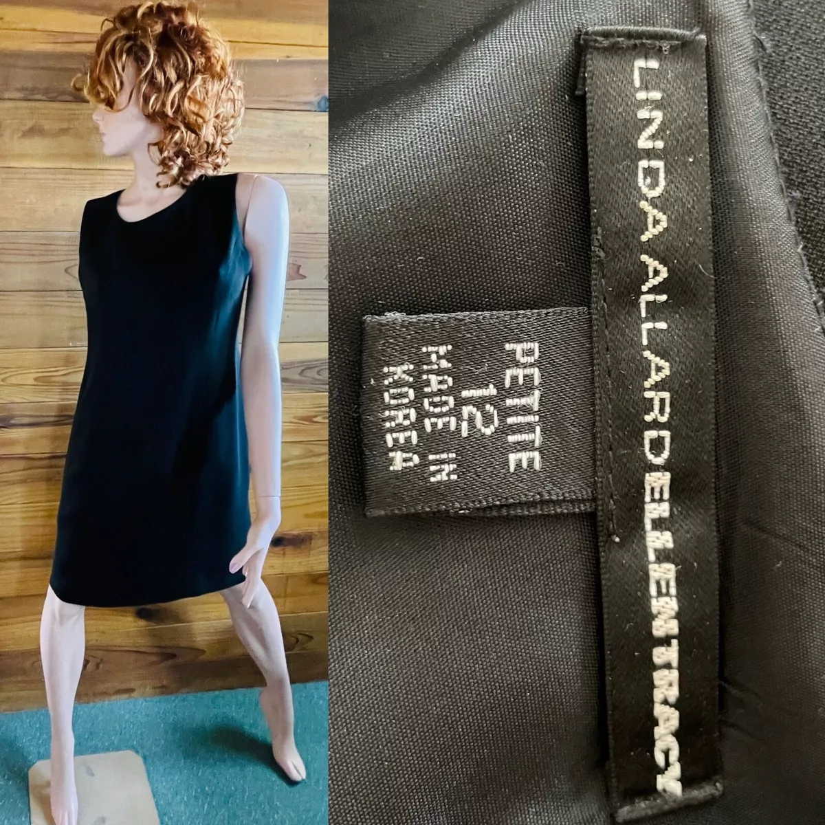LINDA ALLARD Ellen Tracy Classic Black Crepe SHIFT DRESS Petite 12