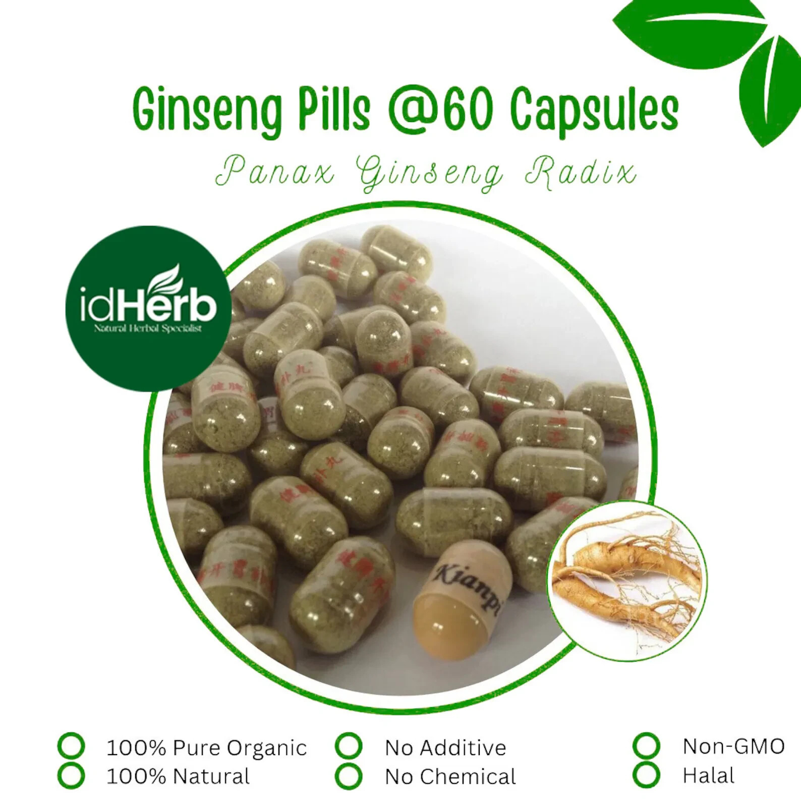 ❣️MIGLIORI pillole di ginseng @60 capsule grasso corporeo erbe erbe naturali Wildcrafted