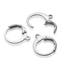 100pc 201 Stainless Steel Leverback Earring Findings Earwire With Loop 14.5x12mm