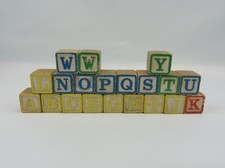 Playskool 226 Letter Wood Blocks Vintage 1978 20 Total Letters Numbers
