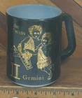 Vintage Federal Milk Glass Coffee Mug Zodiac Sign Gemini Black & Gold