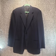Armani Collezioni Blazer Size 44L Black Wool Blend Pockets Italy Made Preppy