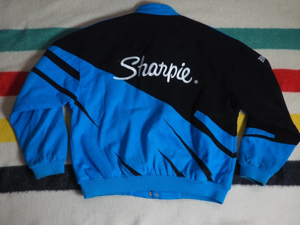 Abrigo Chaqueta De Colección Años 90 Roush Ford Racing NASCAR Kurt Busch Cremallera Azul Negro Para Hombres L Foto 2 de 4