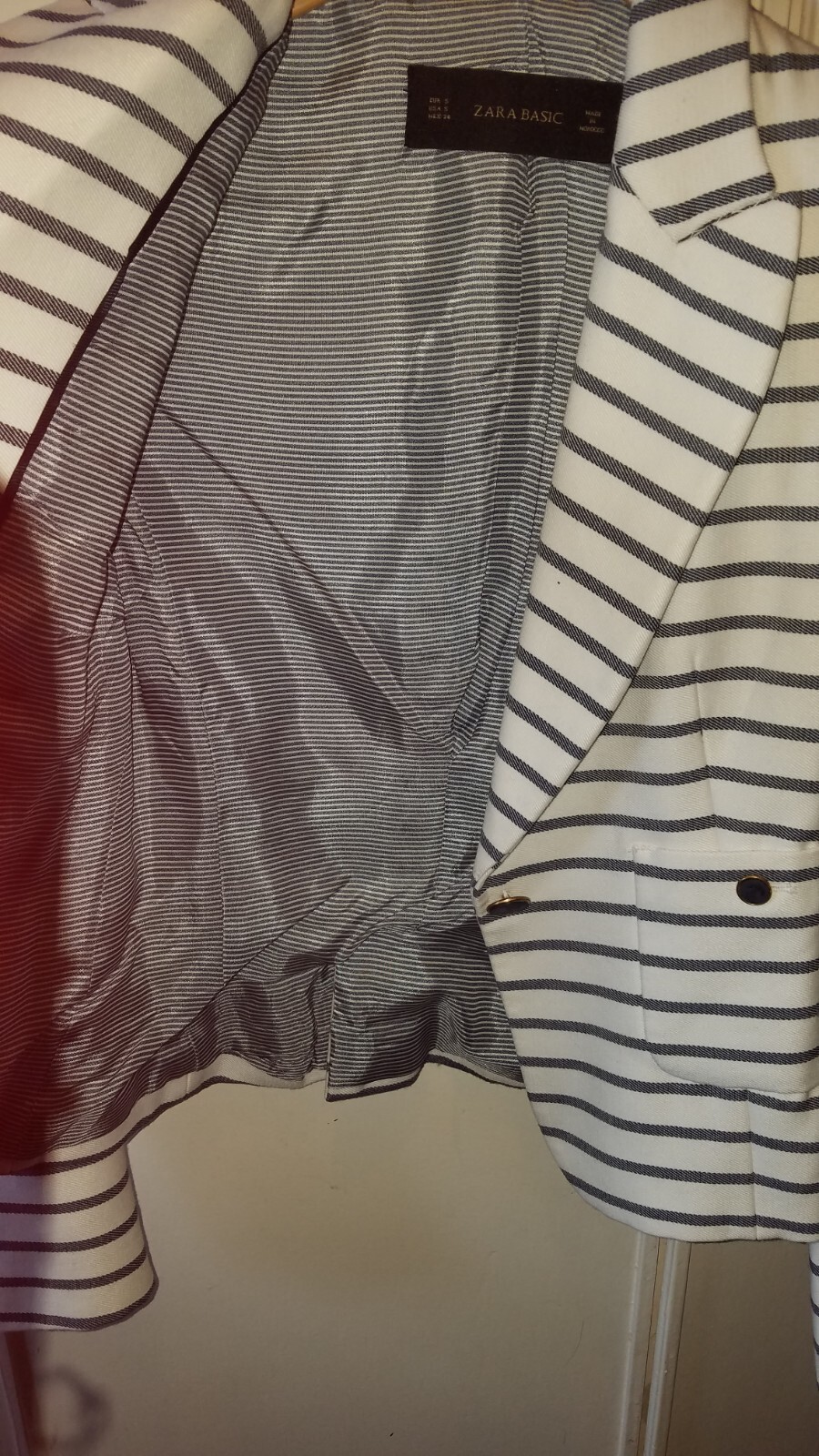 ZARA BASIC Womens Blazer Jacket White Striped S - image 3