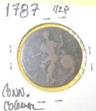 1787 1/2p Connecticut Colonial Half Penny