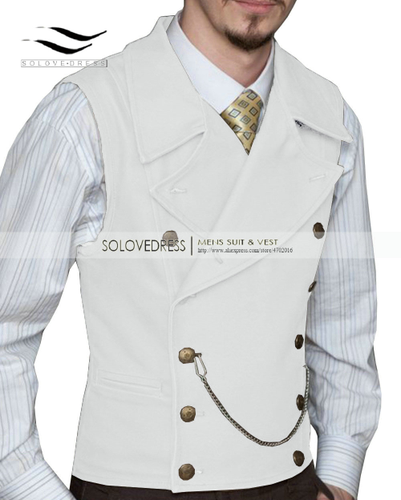 Men Suit Vest Lapel Neck Waistcoat Formal Double-breasted Business Slim Fit Vest - Picture 6 of 43