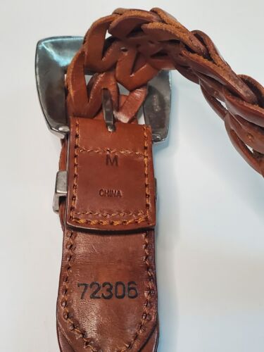 Vintage Brighton Brown Leather Thick Braided Belt with Silver Accents Size M - Picture 3 of 7
