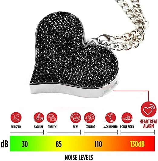 Women's Smart Black Heartbeat Keychain with 130dB Siren Alarm Guard Dog Security - Image 3 of 4