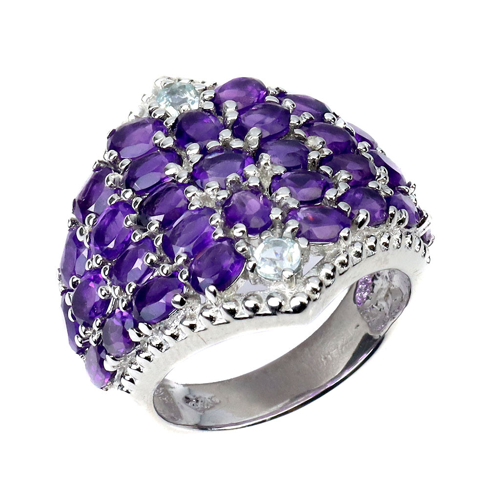 ★47bag ★ 925 Silver Amethyst Aekki Ring Oval Gemstone Ring Amethyst Ring * 925 Silver Ring * Gemstone Ring * Pear Stone
