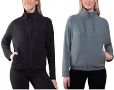 NWT Kirkland Signature Women's Active Full Zip Black/Blue Size S 60 10HL254