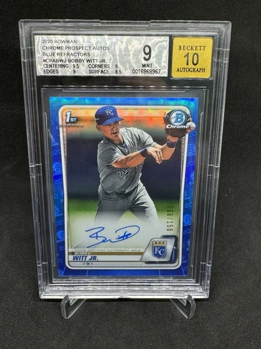 2020 Bowman Bobby Witt Jr. 1st True Blue Auto /150 BGS 9 Auto 10 Royals