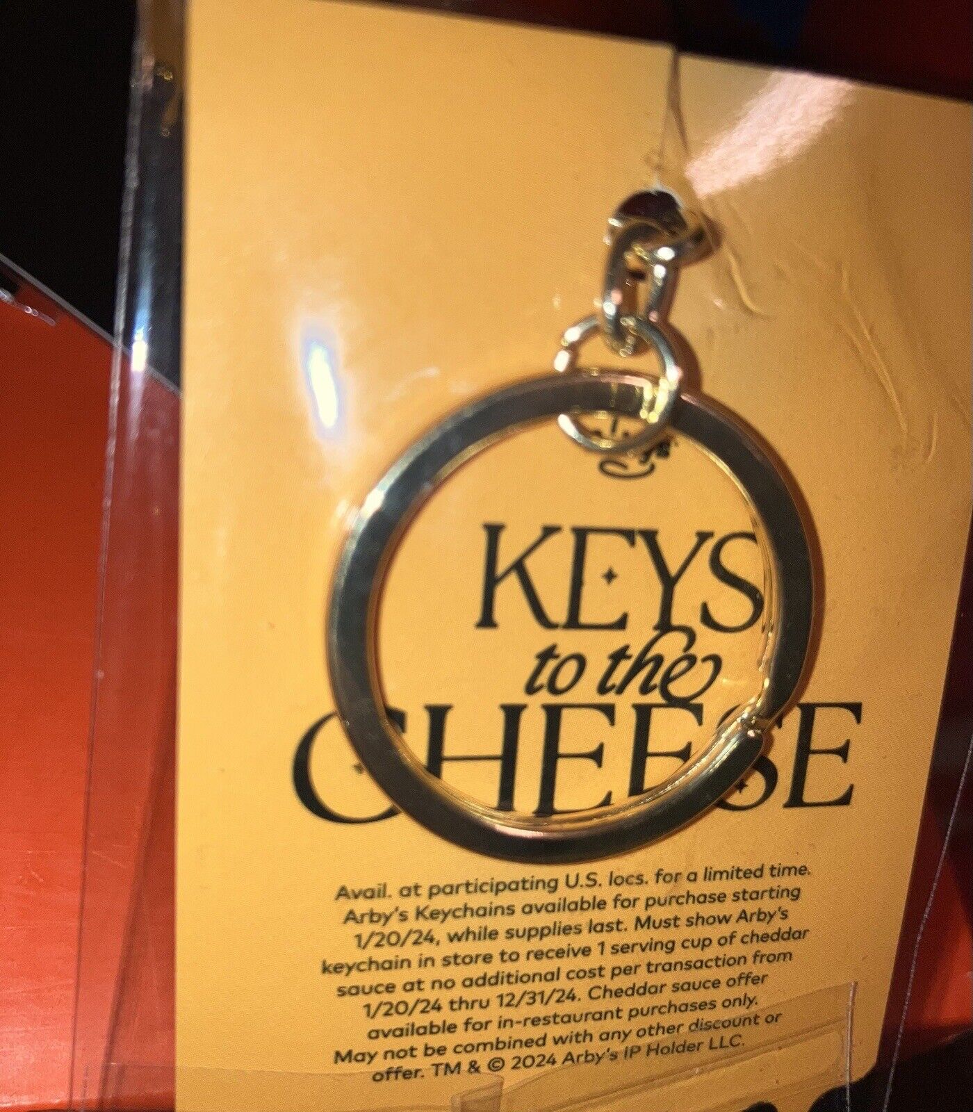 2024 Arby's Keys To The Cheese Keychain Year Long Free Cheddar (SOLD OUT) (RARE)
